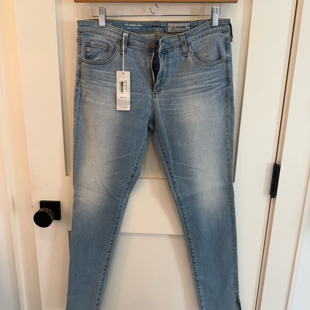 AG Adriano Goldschmied Faded Blue Super Skinny Ankle Jeans